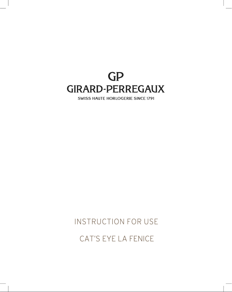 Page 1 de la notice Manuel utilisateur Girard-Perregaux Cats Eye 80494B53P7B1-CK4A