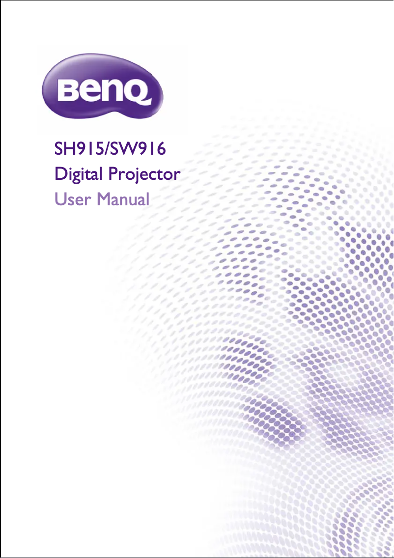Page n°1 - Manuel utilisateur BenQ SH915