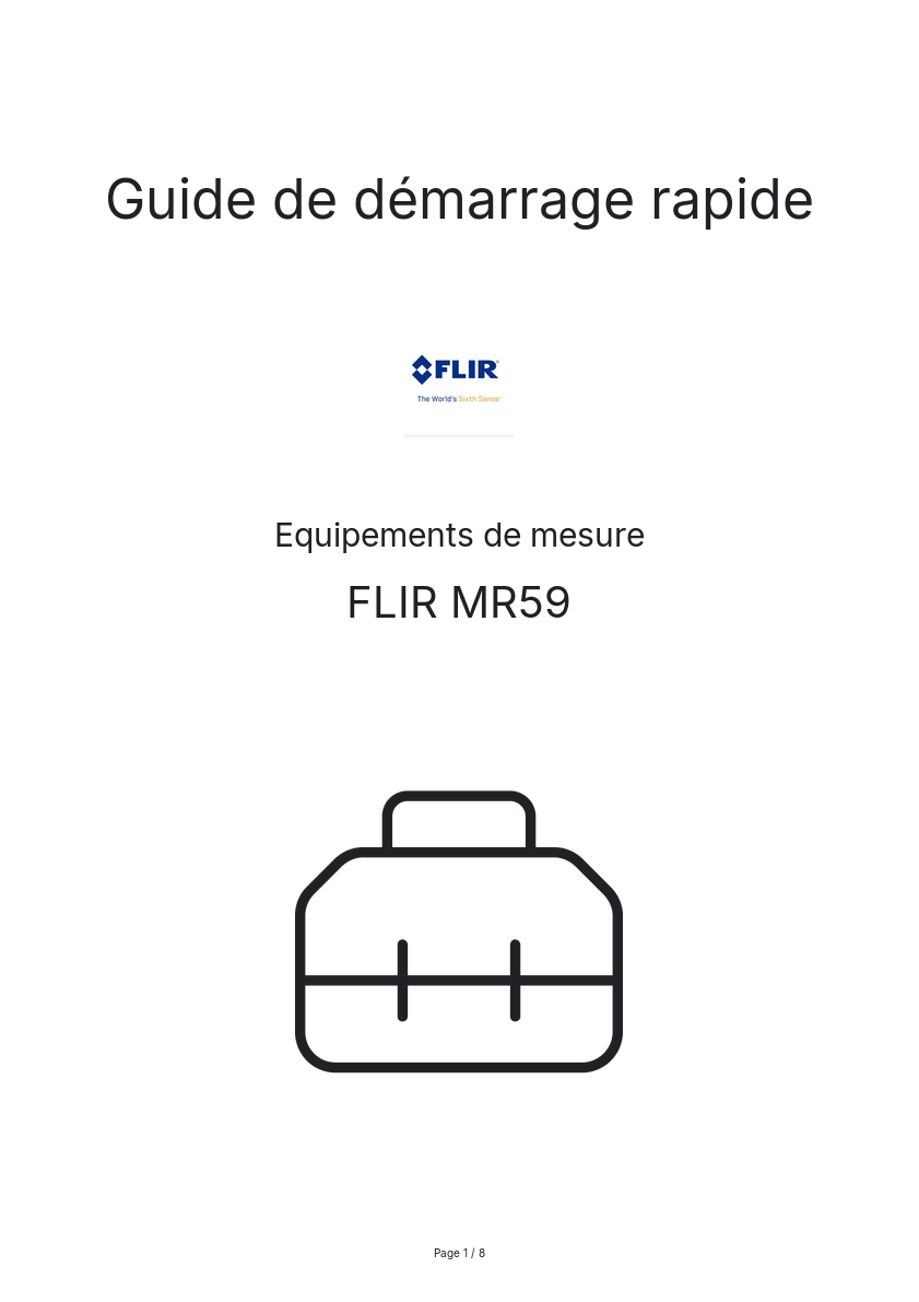 Page n°1 - Guide de démarrage rapide FLIR MR59