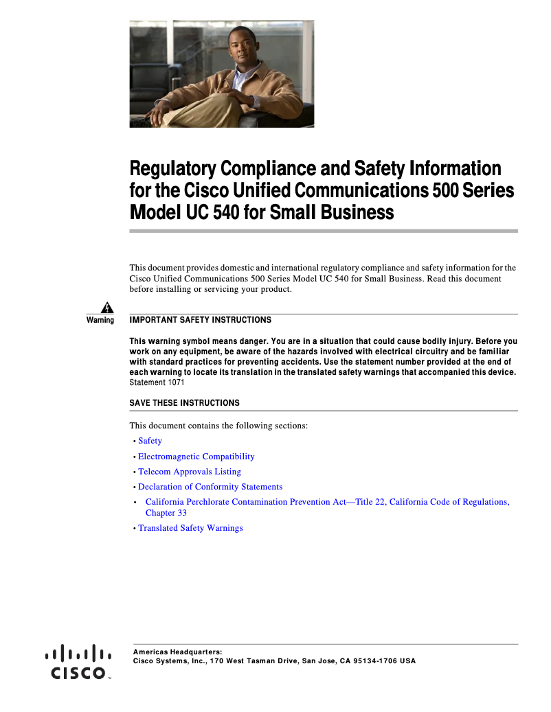 Image de la première page du manuel de l'appareil UC540