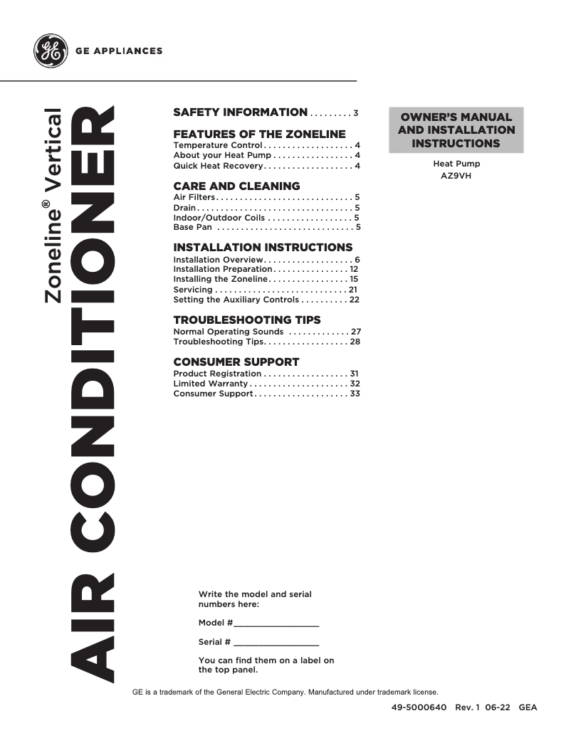 Image de la première page du manuel de l'appareil AZ9VH12DBM