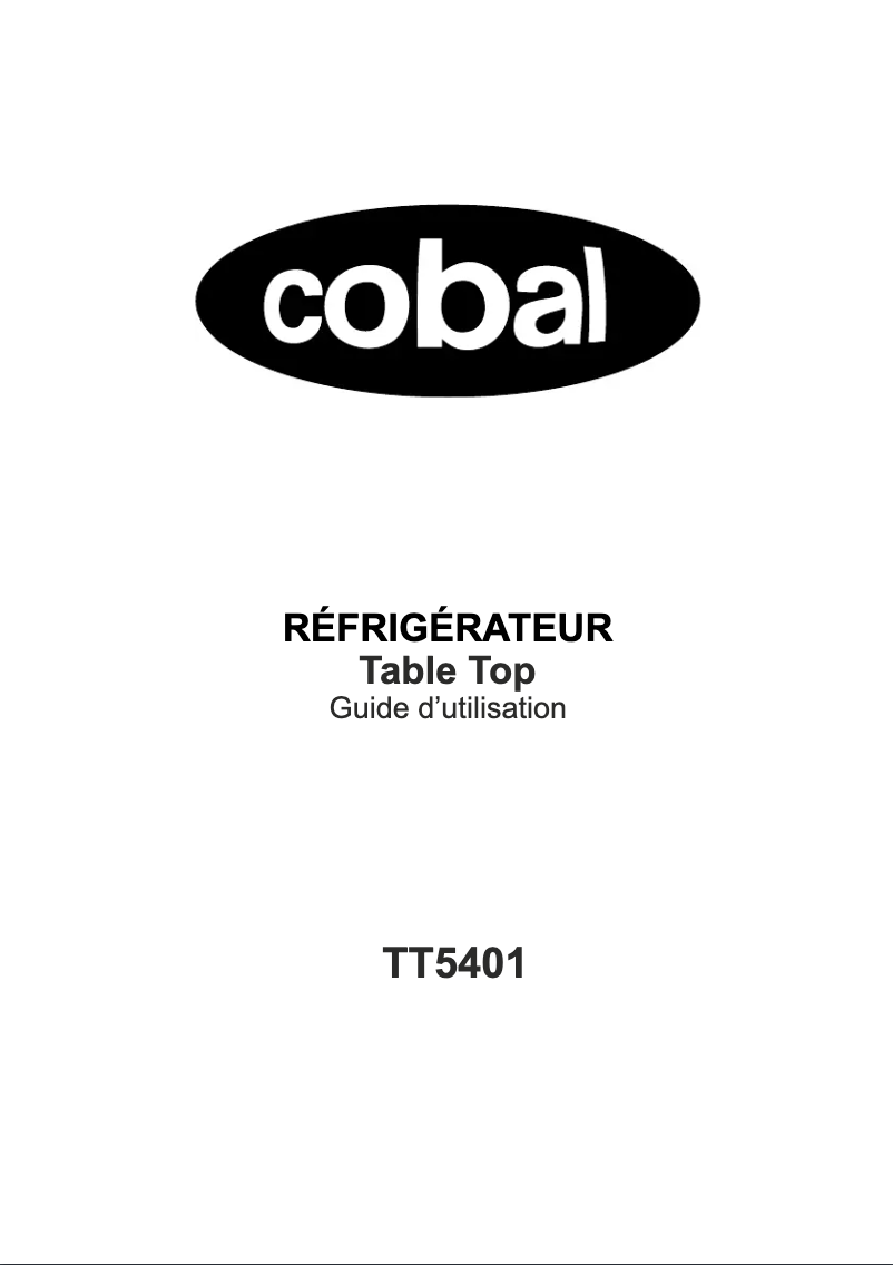 Page n°1 - Manuel utilisateur Cobal TT5401