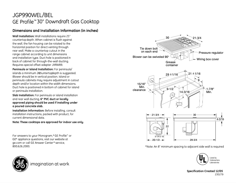 Image de la première page du manuel de l'appareil Profile JGP990WELWW