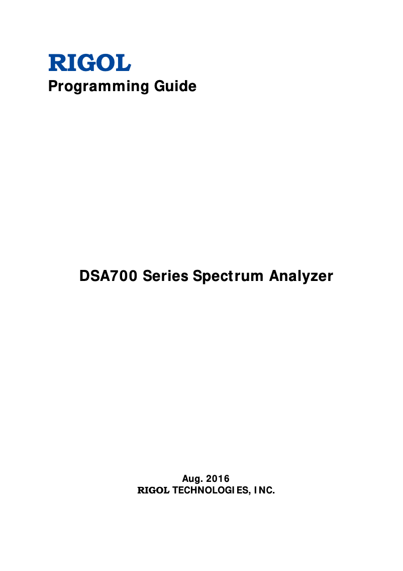 Page n°1 - Manuel utilisateur Rigol DSA710