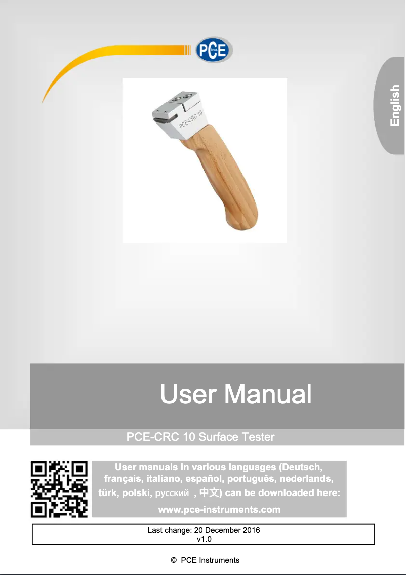 Page n°1 - Manuel utilisateur PCE Instruments PCE-CRC 10