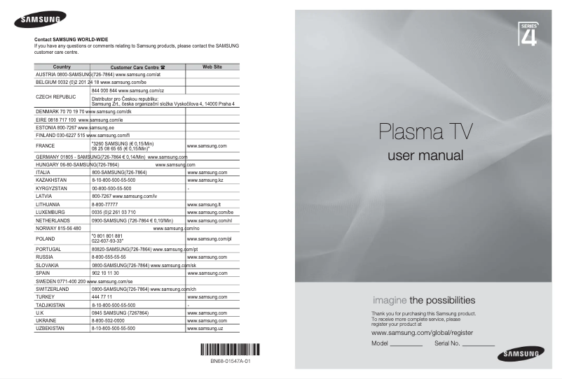 Page n°1 - Manuel utilisateur Samsung PS42A467P1M