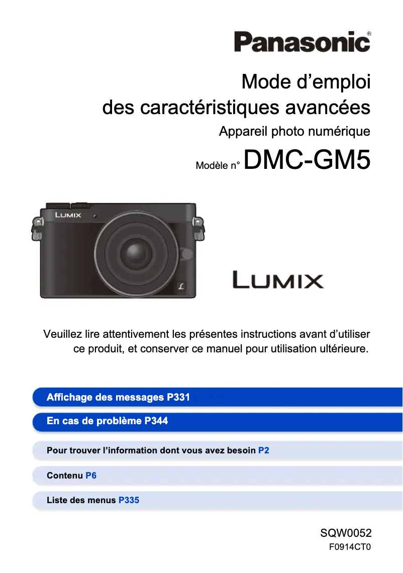 Page n°1 - Manuel utilisateur Panasonic Lumix DMC-GM5