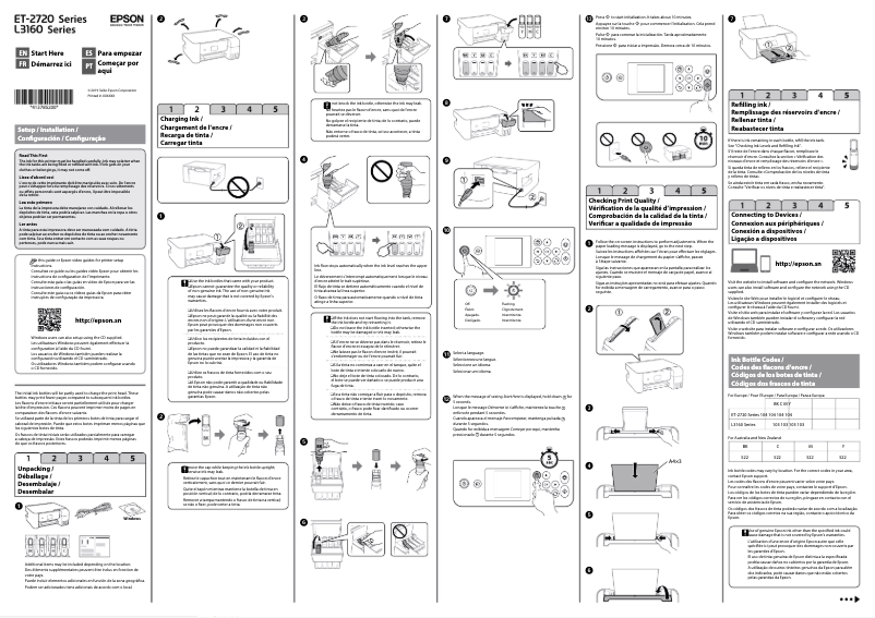Page 1 de la notice Guide d'installation Epson EcoTank ET-2721