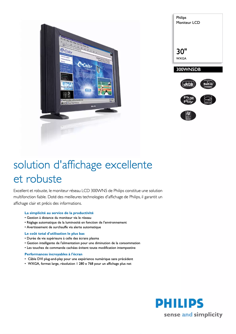 Page n°1 - Fiche technique Philips 300WN5