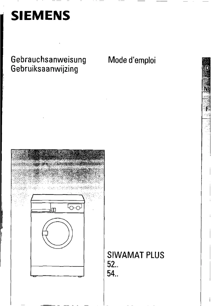 Page 1 de la notice Manuel utilisateur Siemens WD52430