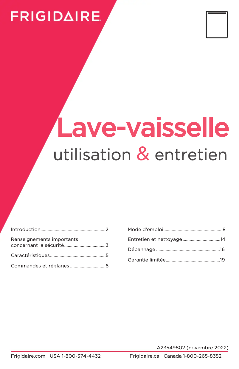 Page n°1 - Manuel utilisateur Frigidaire FDPC4314AS