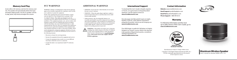 Page 1 de la notice Manuel utilisateur iLive ISB08