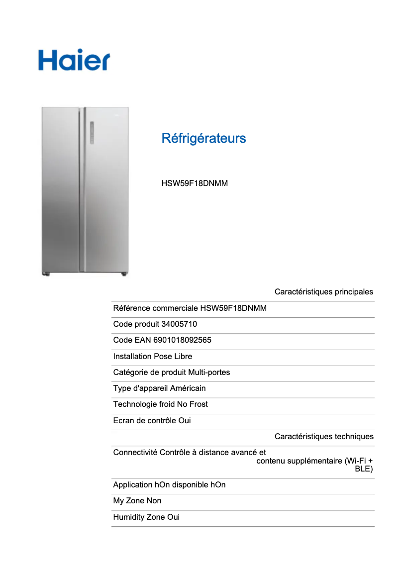 Imagen de la primera página del manual del dispositivo HSW59F18DNMM