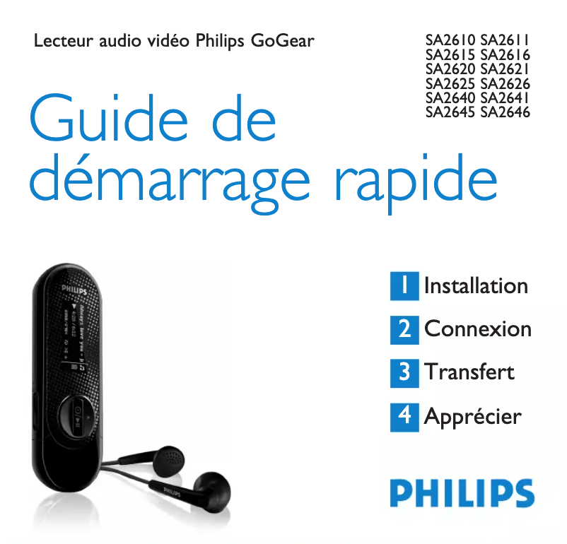 Page n°1 - Guide de démarrage rapide Philips GoGear SA2645