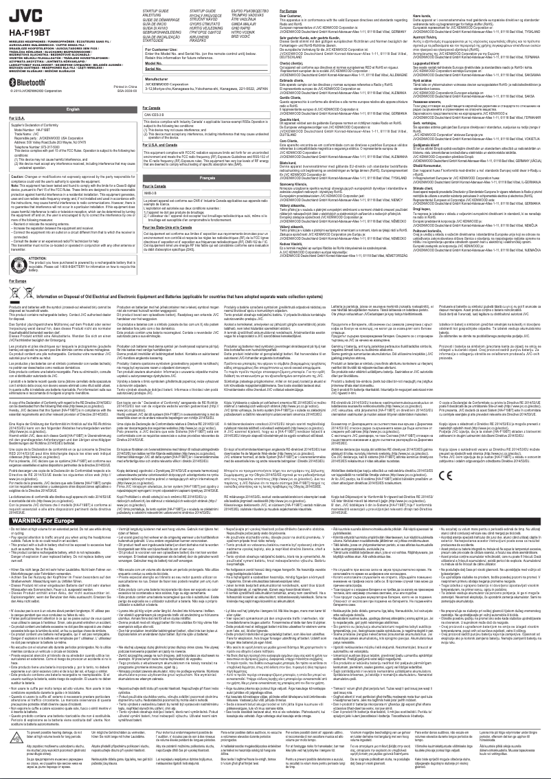 Image de la première page du manuel de l'appareil HA-F19M