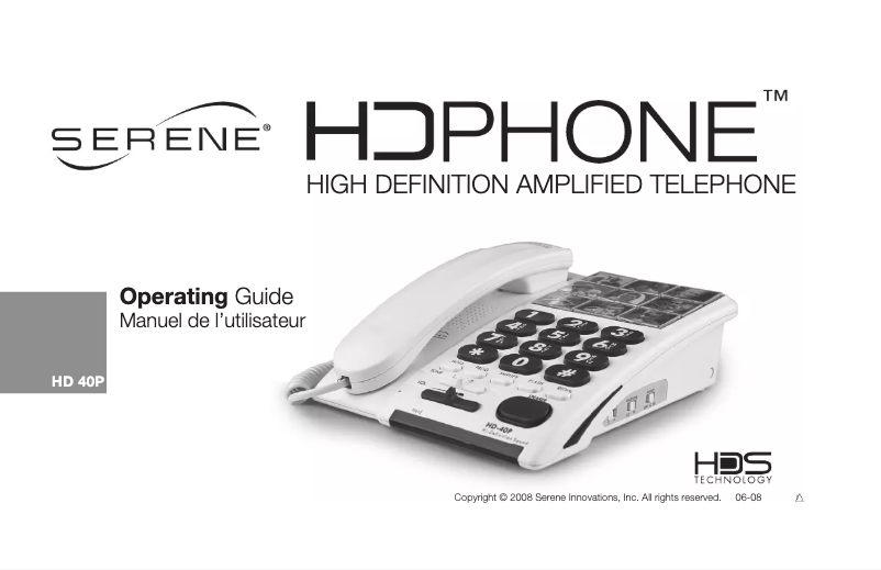 Page n°1 - Manuel utilisateur Serene Innovations HD 40P