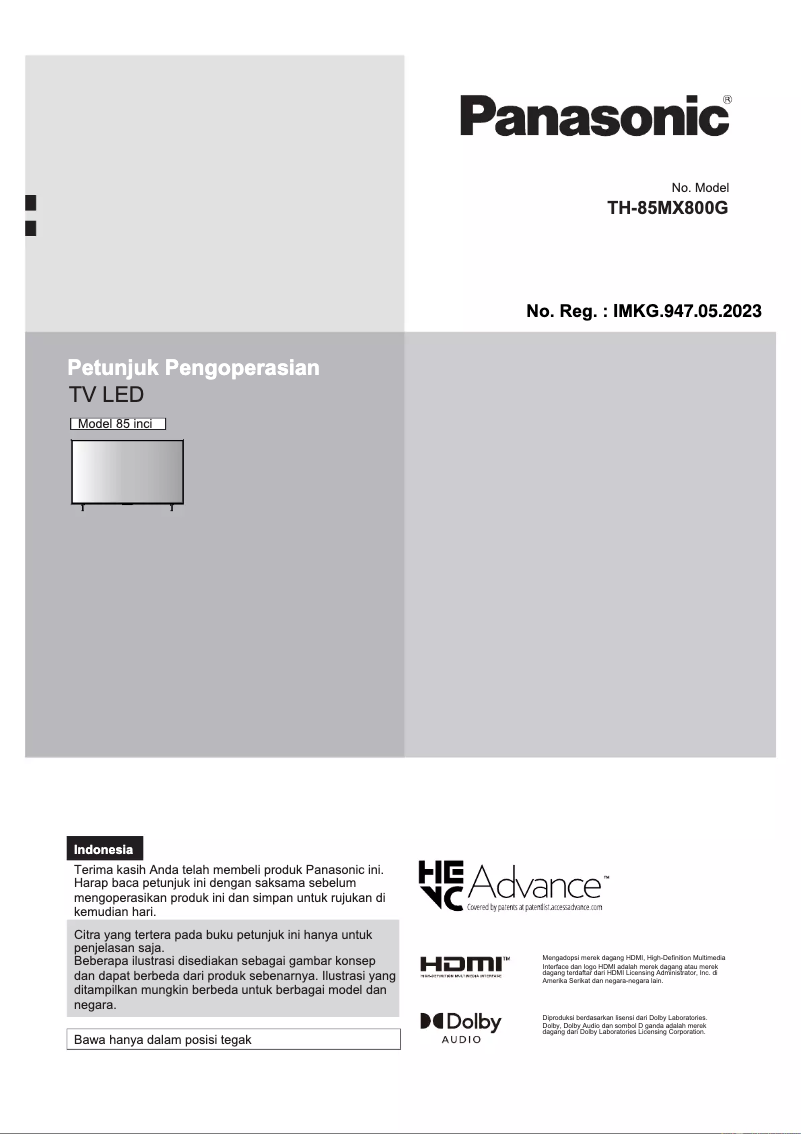 Image de la première page du manuel de l'appareil TH-85MX800G