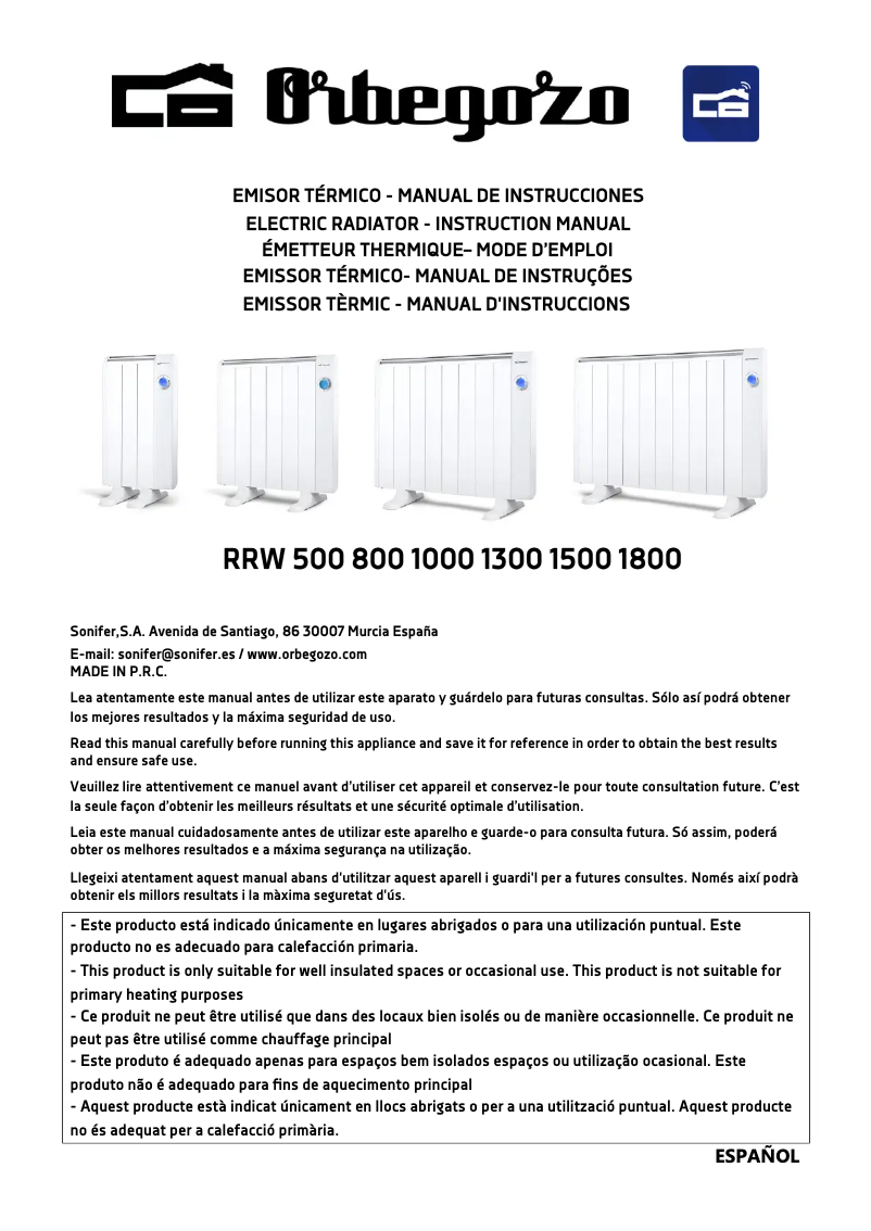 Page 1 de la notice Manuel utilisateur Orbegozo RRW 500