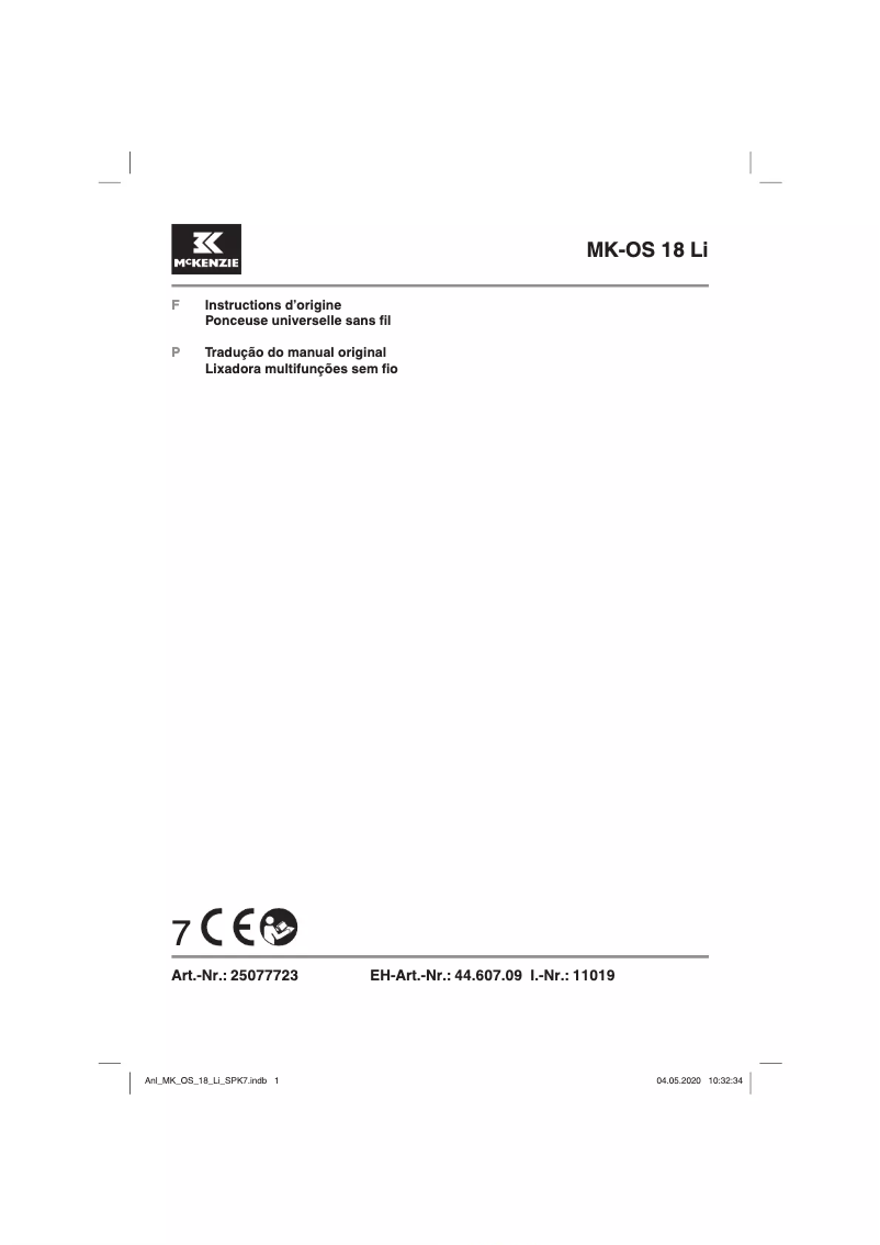 Image de la première page du manuel de l'appareil MK-OS 18 Li