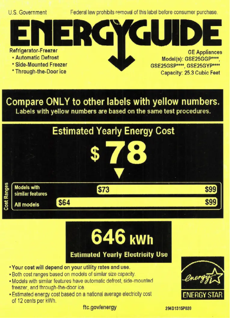 Image de la première page du manuel de l'appareil GSE25GYPFS
