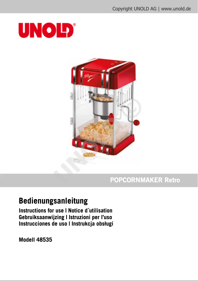 Page 1 de la notice Manuel utilisateur Unold Retro 48535