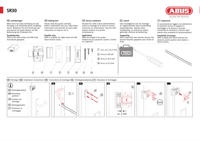 Image de la première page du manuel de l'appareil SR30