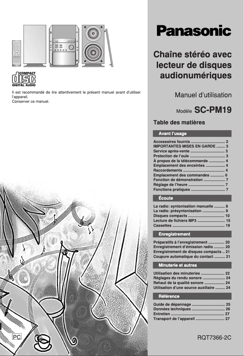 Image de la première page du manuel de l'appareil SC-PM19