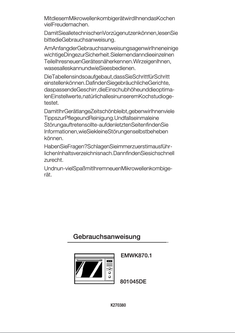 Page n°1 - Manuel utilisateur Küppersbusch EMWK 870.1