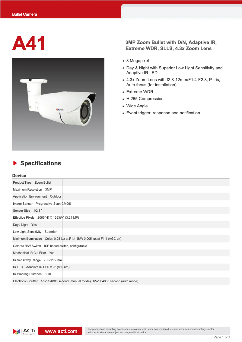 Image de la première page du manuel de l'appareil A41