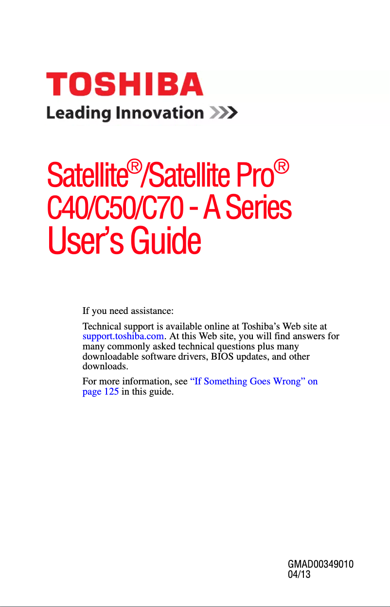 Page n°1 - Manuel utilisateur Dynabook Satellite Pro C50