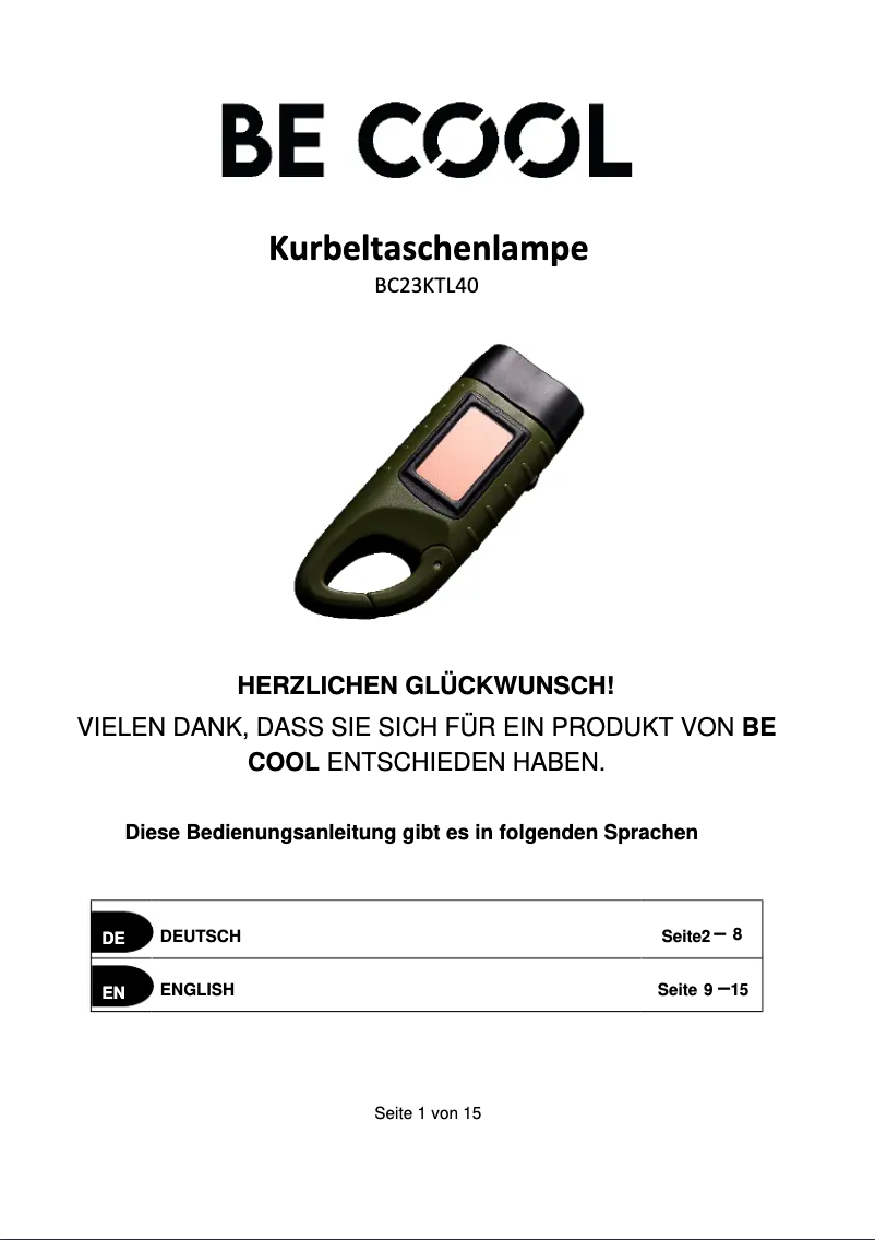 Image de la première page du manuel de l'appareil BC23KTL40