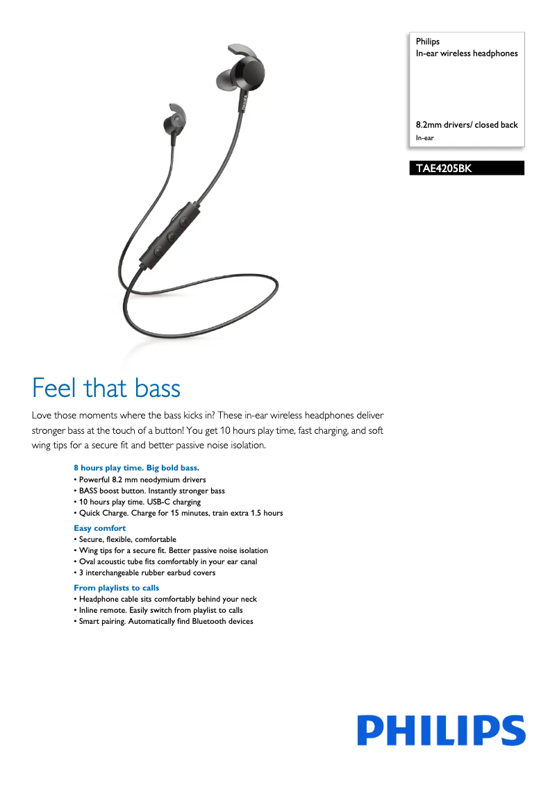 Page n°1 - Fiche technique Philips TAE4205