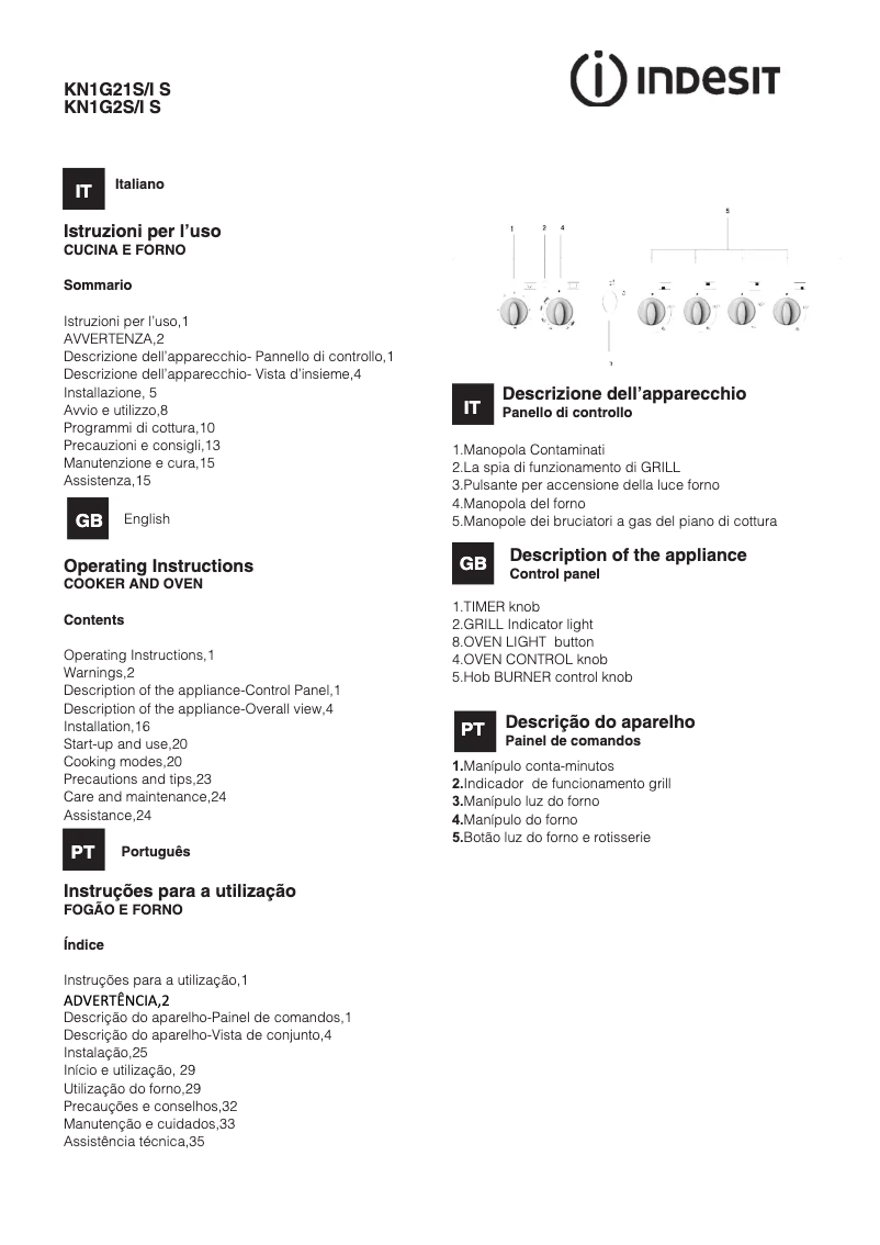 Page n°1 - Manuel utilisateur Indesit KN1G2S(W)/I S