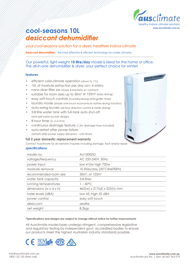 Page n°1 - Fiche technique Ausclimate Cool Seasons 10L