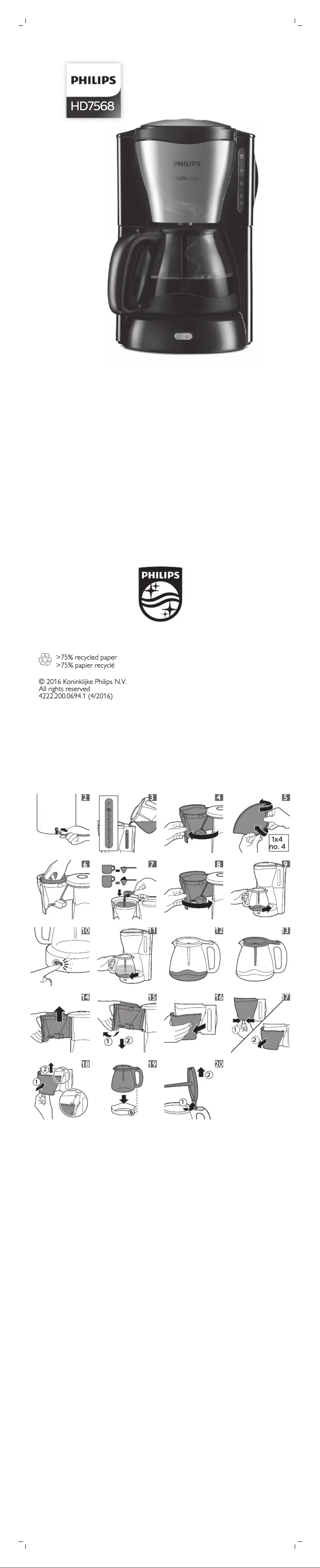 Page n°1 - Manuel utilisateur Philips Cafe Gaia HD7568
