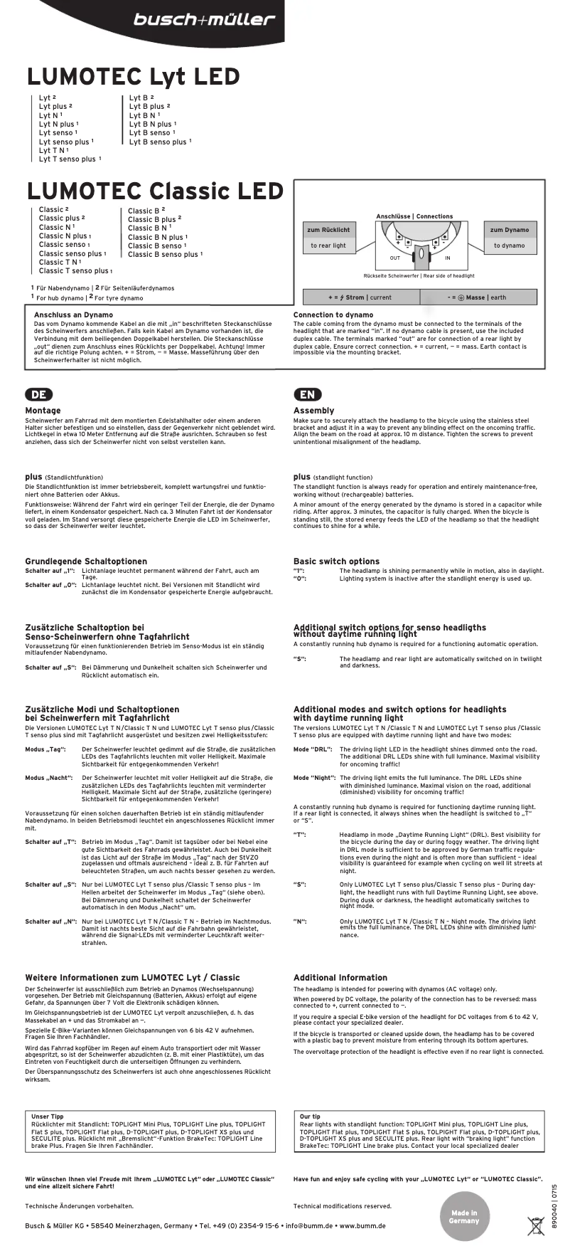 Página 1 del manual Manual de usuario Busch + Müller LYT