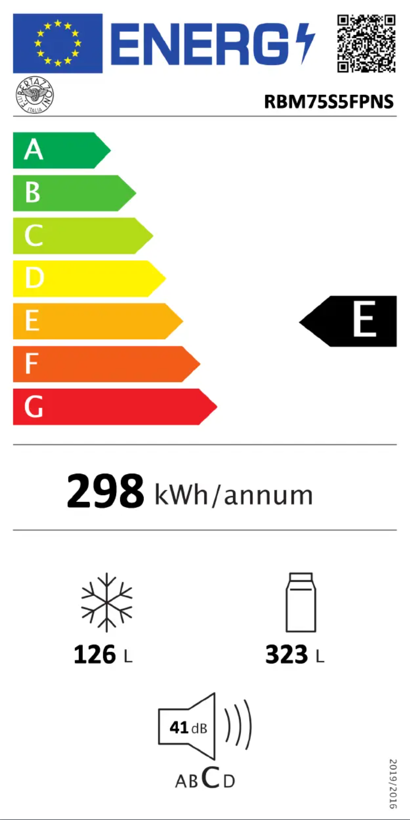 Page n°1 - Label énergétique Bertazzoni RBM75S5FPNS