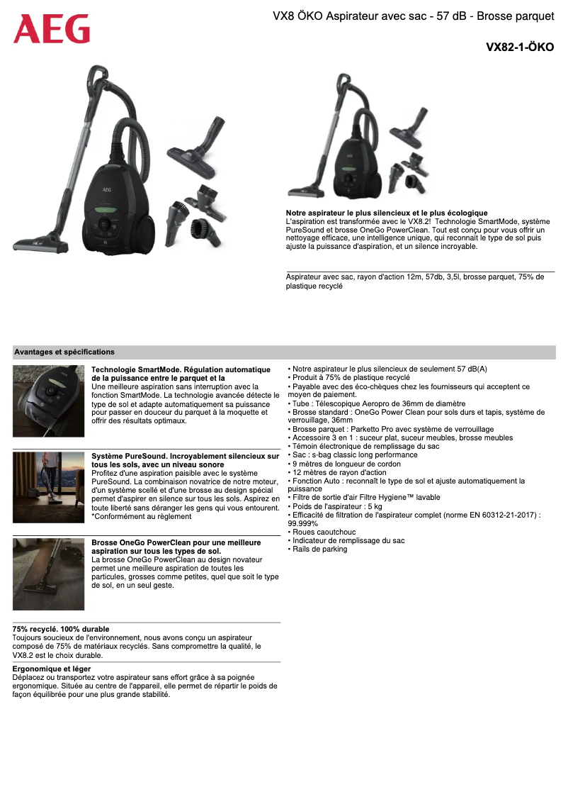 Image de la première page du manuel de l'appareil VX82-1-ÖKO