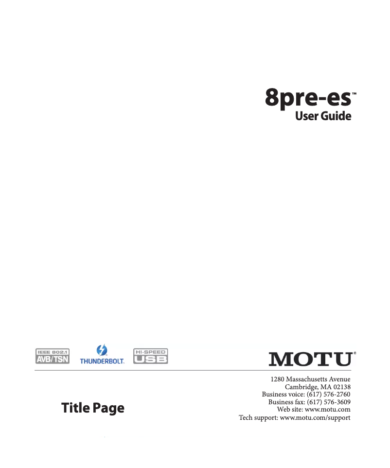 Page 1 de la notice Manuel utilisateur Motu 8pre-es