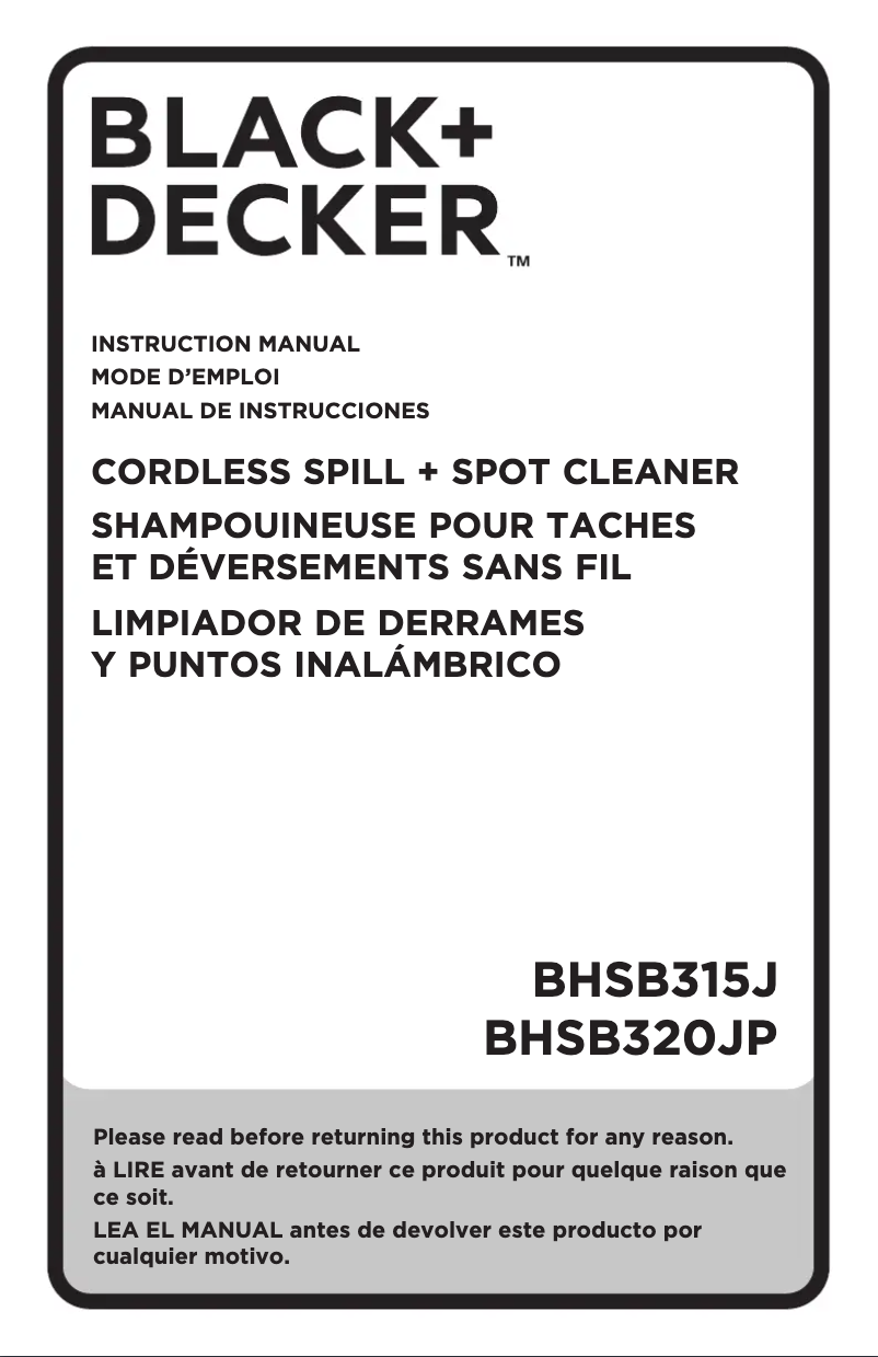 Page 1 de la notice Manuel utilisateur Black & Decker BHSB320JP