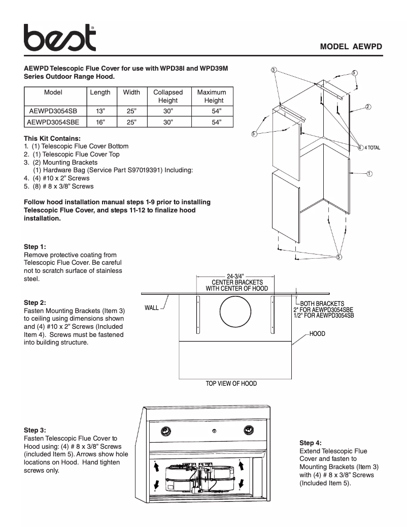 Image de la première page du manuel de l'appareil AEWPD3054SBE