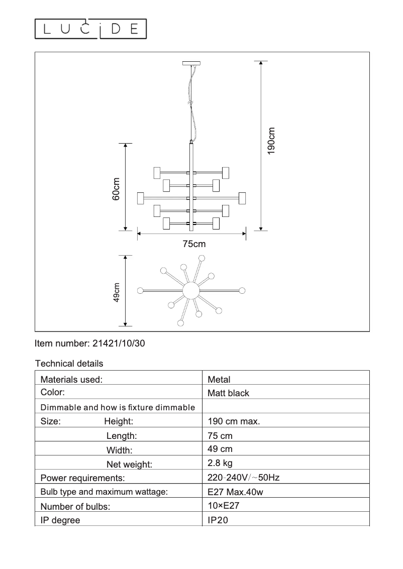 Page 1 de la notice Manuel utilisateur Lucide Leanne