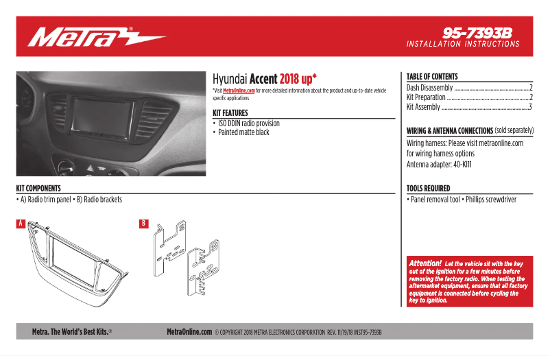 Page n°1 - Manuel utilisateur Metra 95-7393B