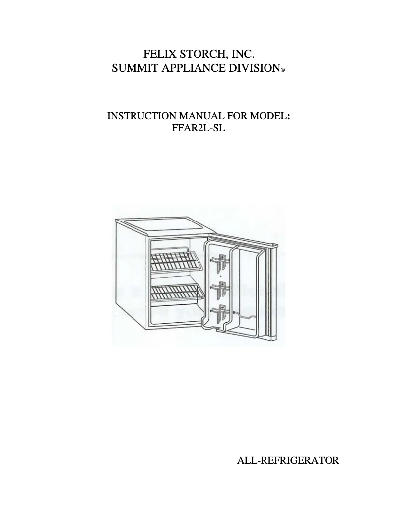 Page 1 de la notice Manuel utilisateur Summit FFAR2L7