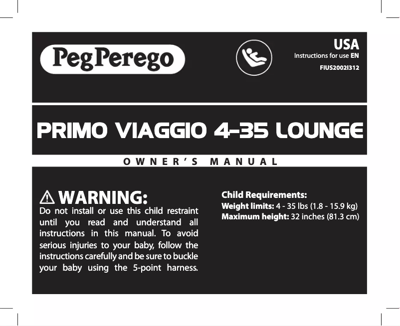 Page 1 de la notice Manuel utilisateur Peg Perego Primo Viaggio 4-35 Lounge