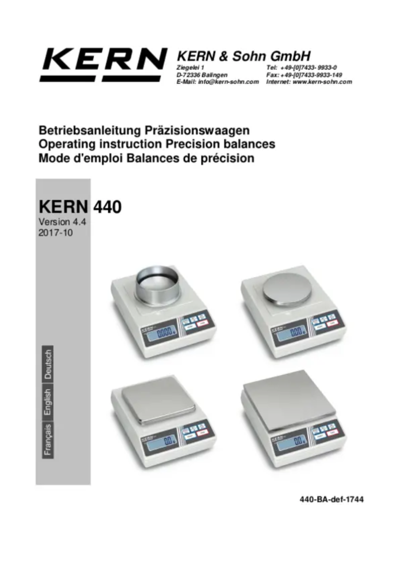 Page 1 de la notice Manuel utilisateur Kern 440-53N