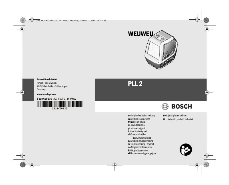 Page 1 de la notice Manuel utilisateur Bosch PLL 2 (Set)