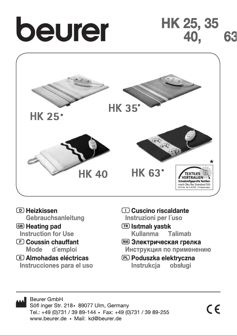 Page 1 de la notice Manuel utilisateur Beurer HK63