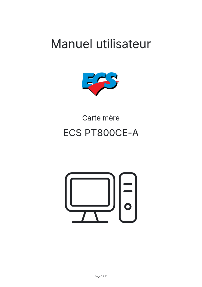 Page n°1 - Manuel utilisateur ECS PT800CE-A