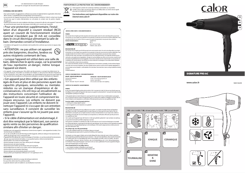 Page n°1 - Manuel utilisateur Calor CV7852C0